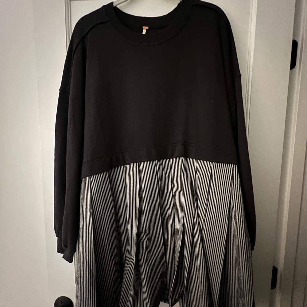 Free People Black and White Long Sleeve Dress